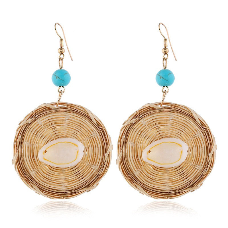 Bohemian wood hanging earrings