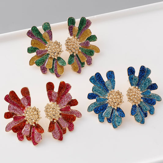 Shiny Half FLower Earrings