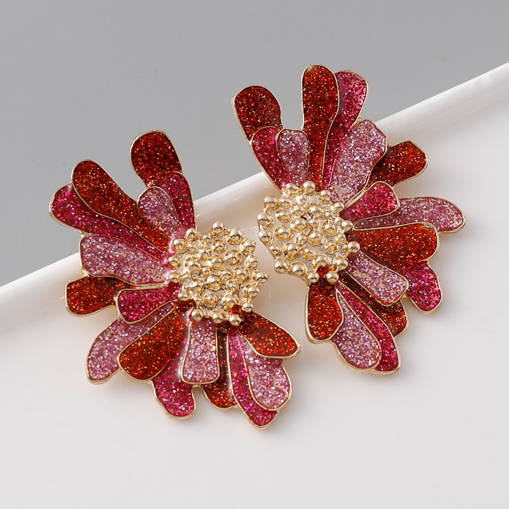 Shiny Half FLower Earrings