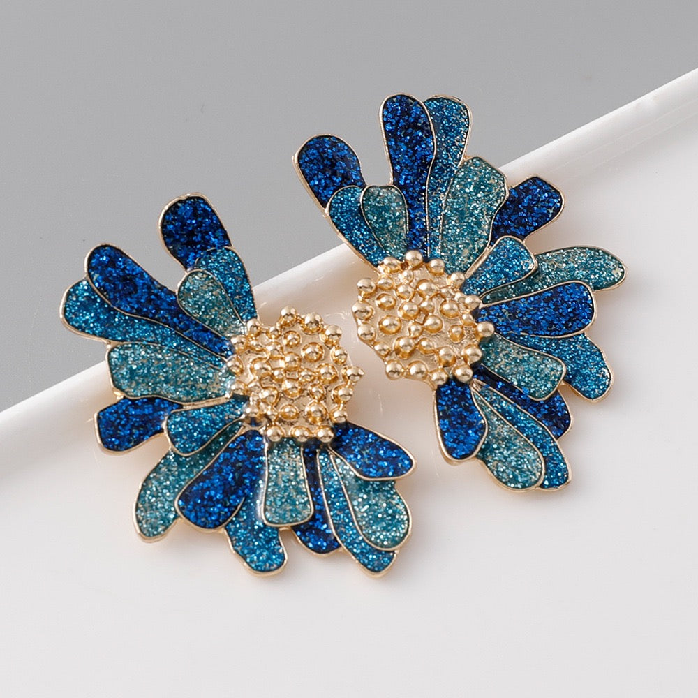Shiny Half FLower Earrings