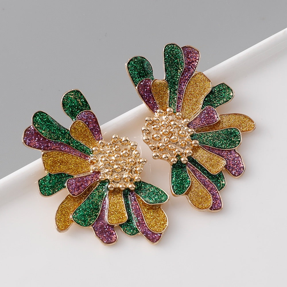 Shiny Half FLower Earrings