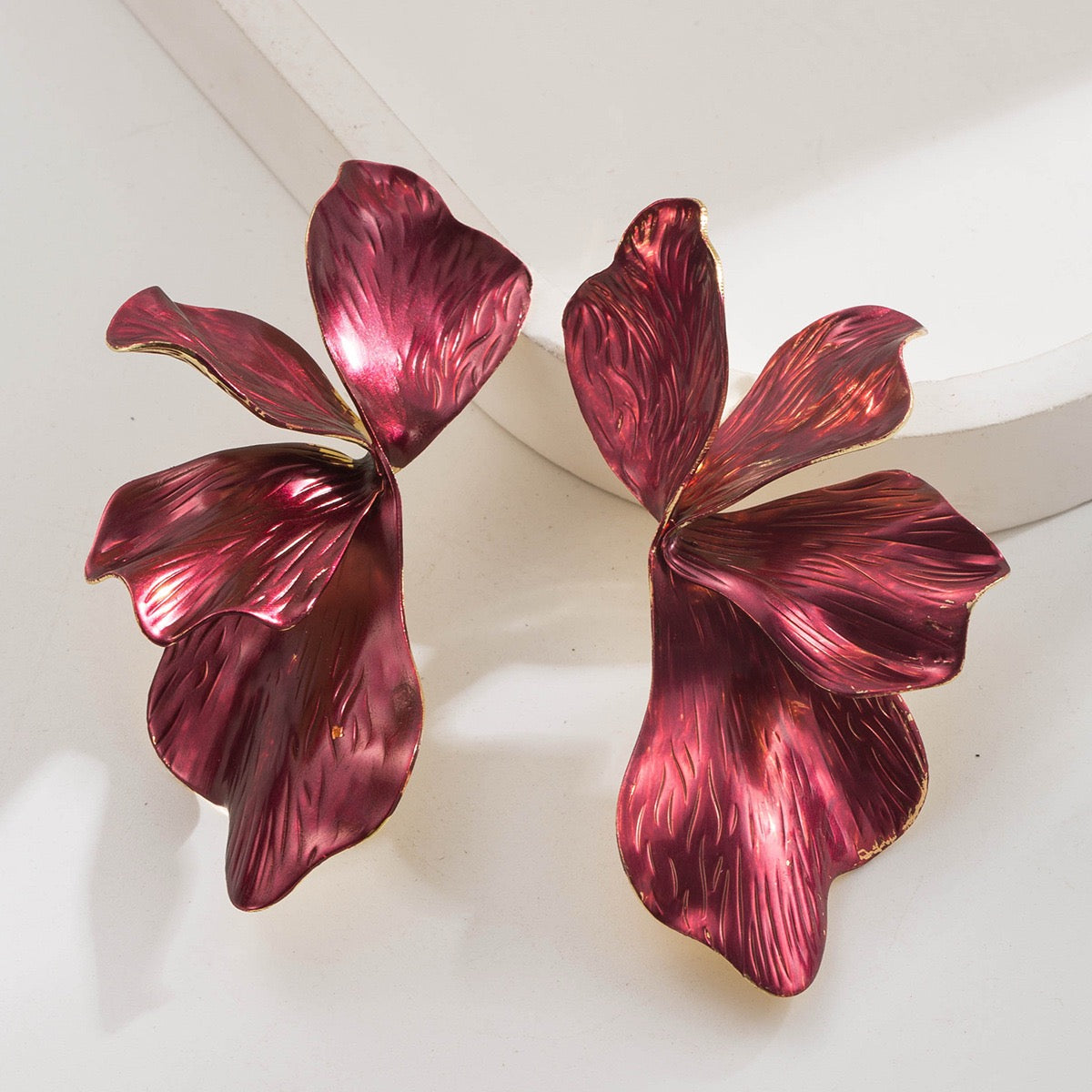 Half Flower Hanging Metal Earrings