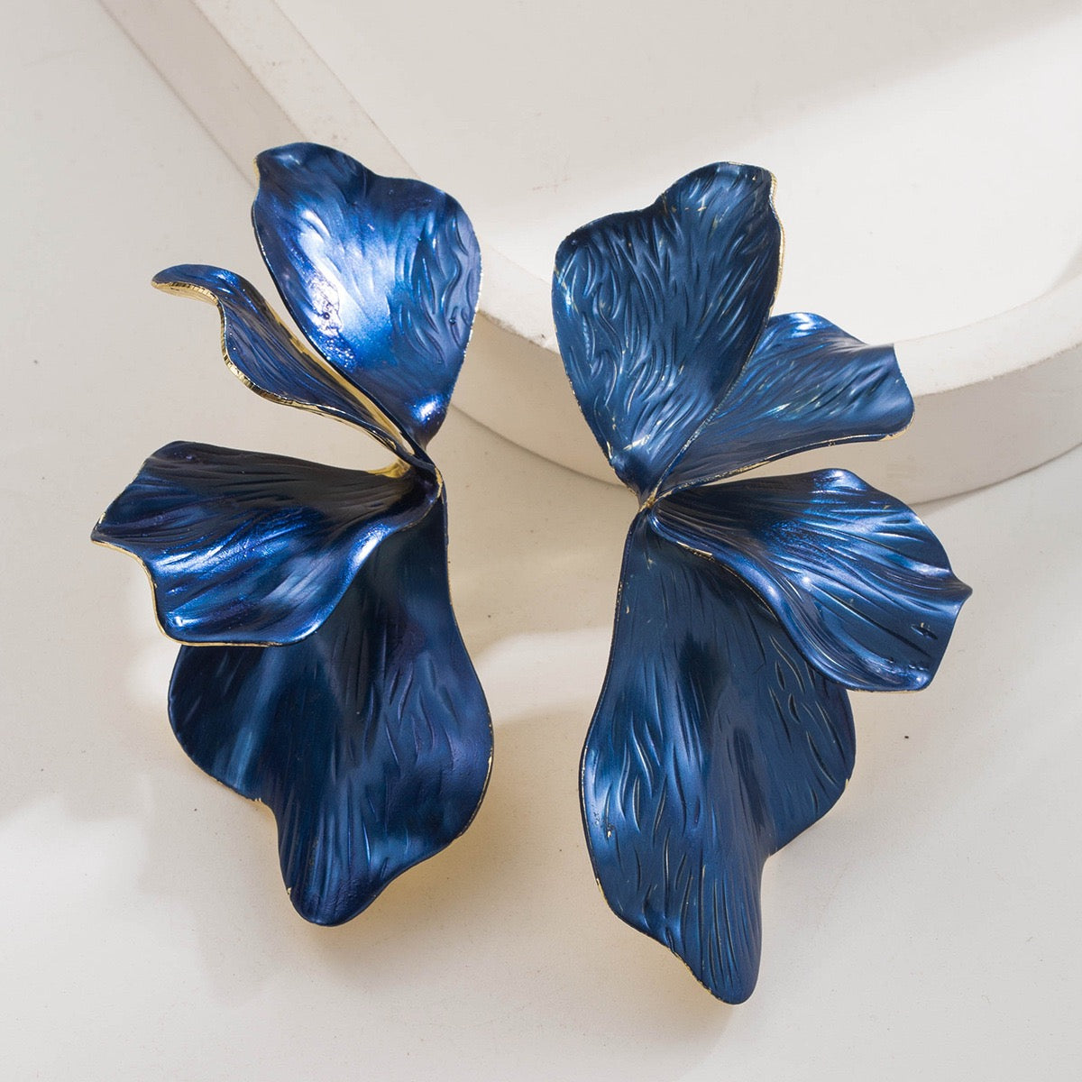 Half Flower Hanging Metal Earrings