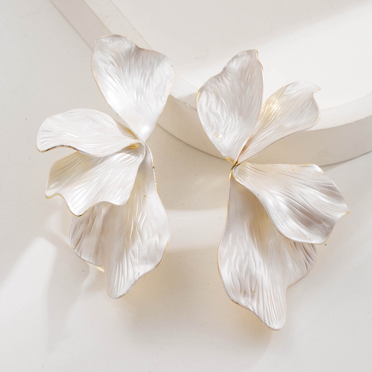 Half Flower Hanging Metal Earrings