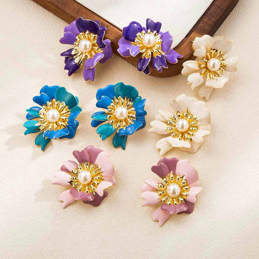 Colored Floral pearl Earrings