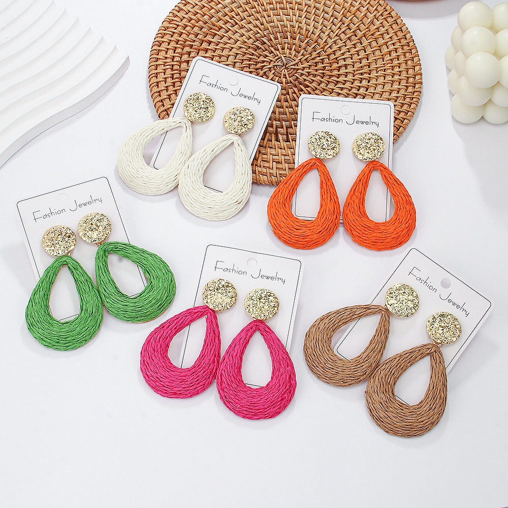 Bohemian Handwoven Raffia Earring