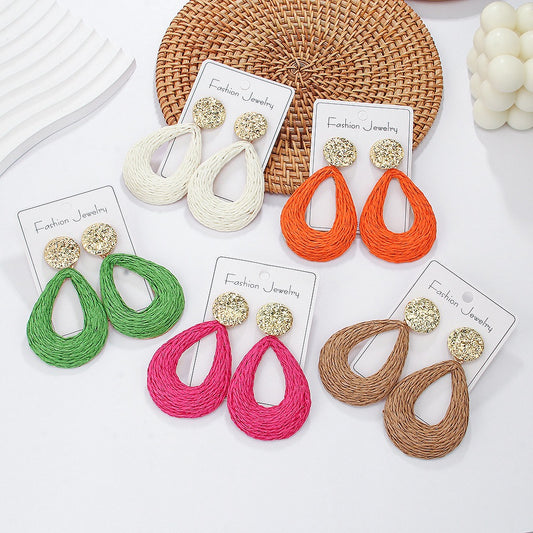 Bohemian Handwoven Raffia Earring