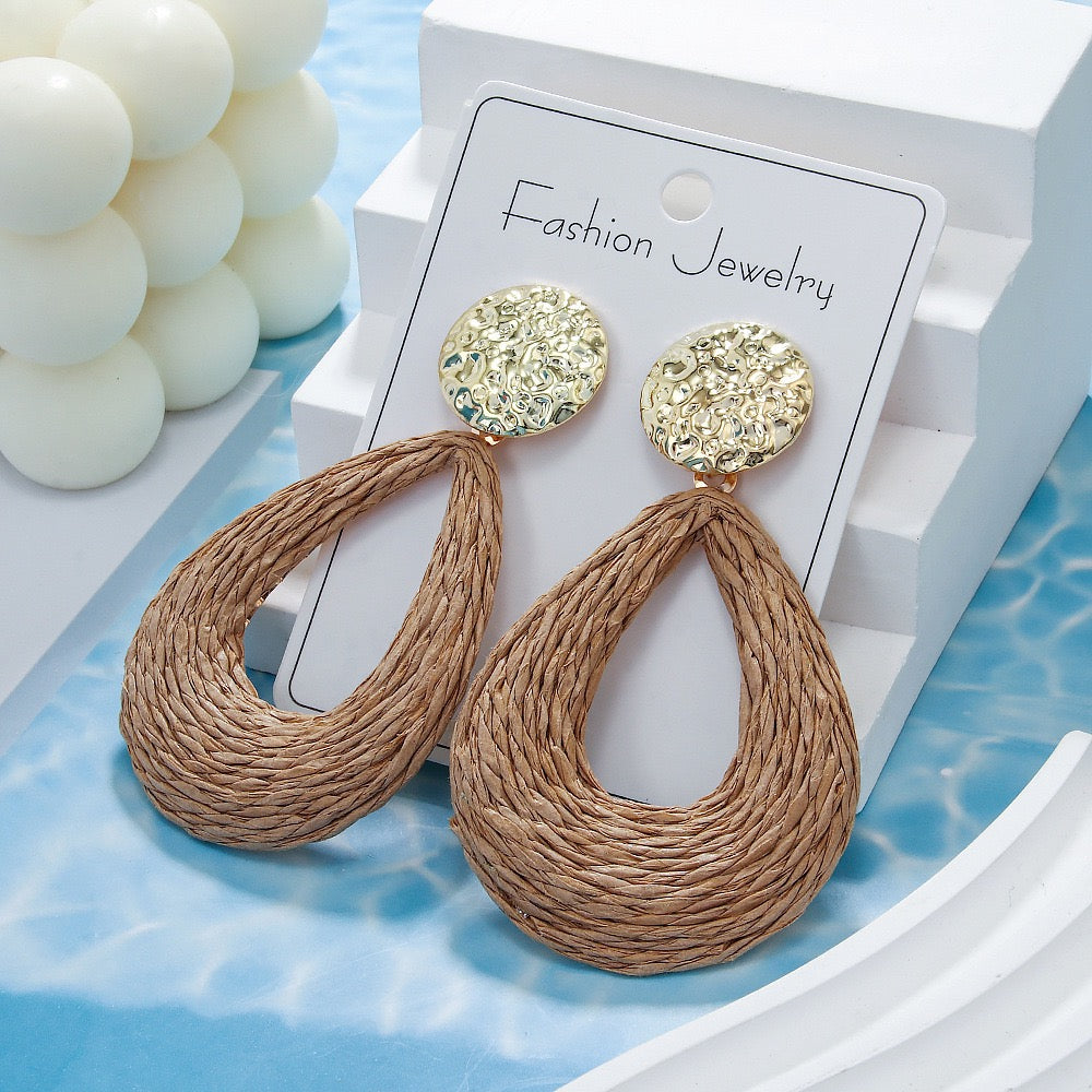 Bohemian Handwoven Raffia Earring