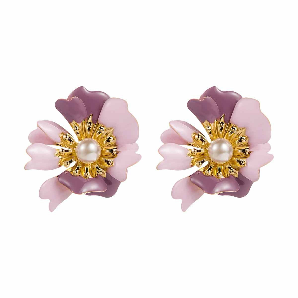 Colored Floral pearl Earrings