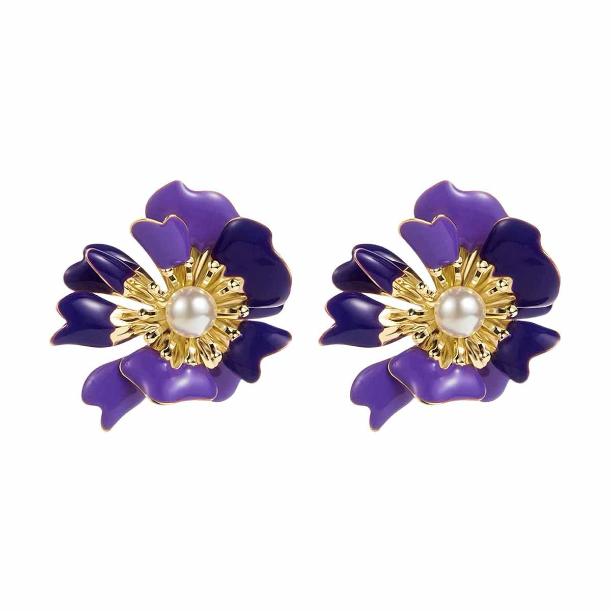 Colored Floral pearl Earrings