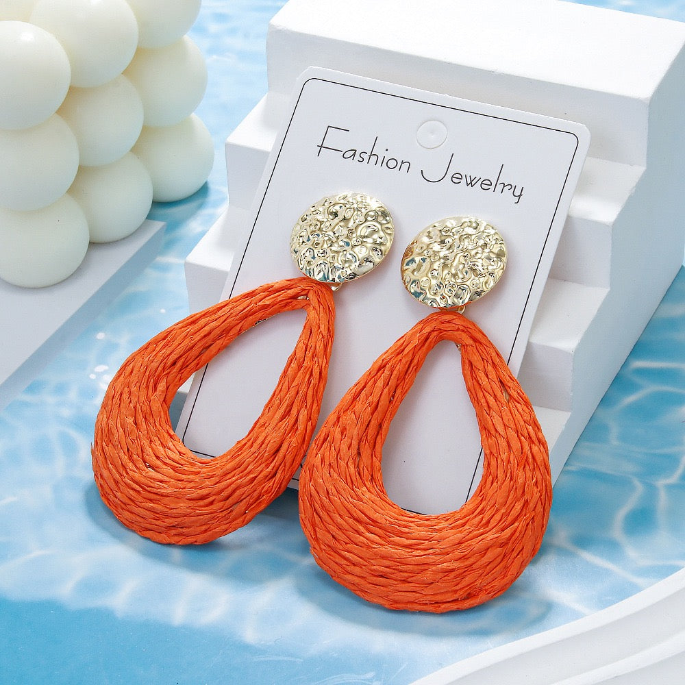 Bohemian Handwoven Raffia Earring