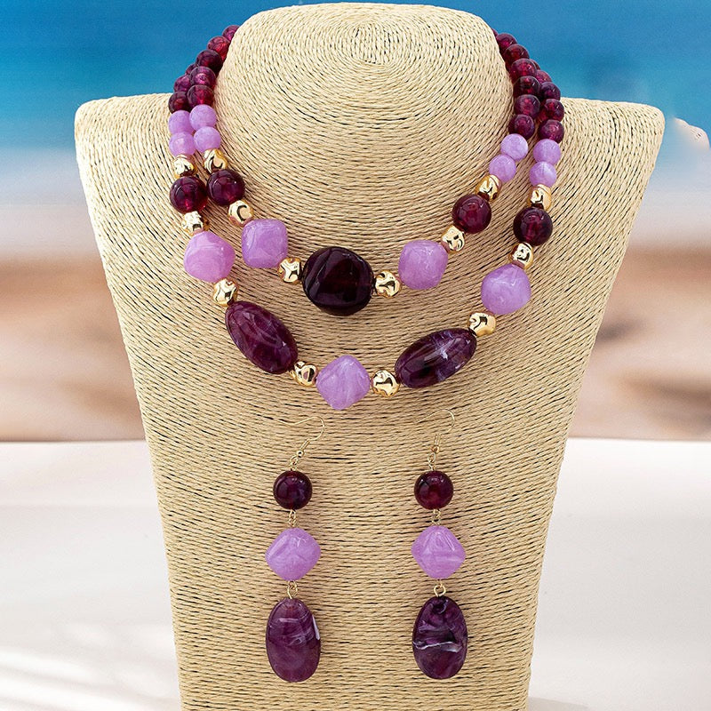 Purple beads necklace Set