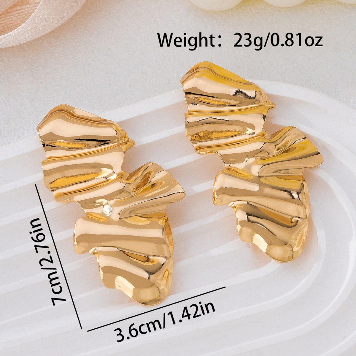 Gold Ruffle Earrings