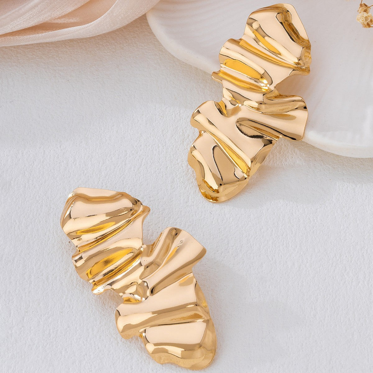 Gold Ruffle Earrings