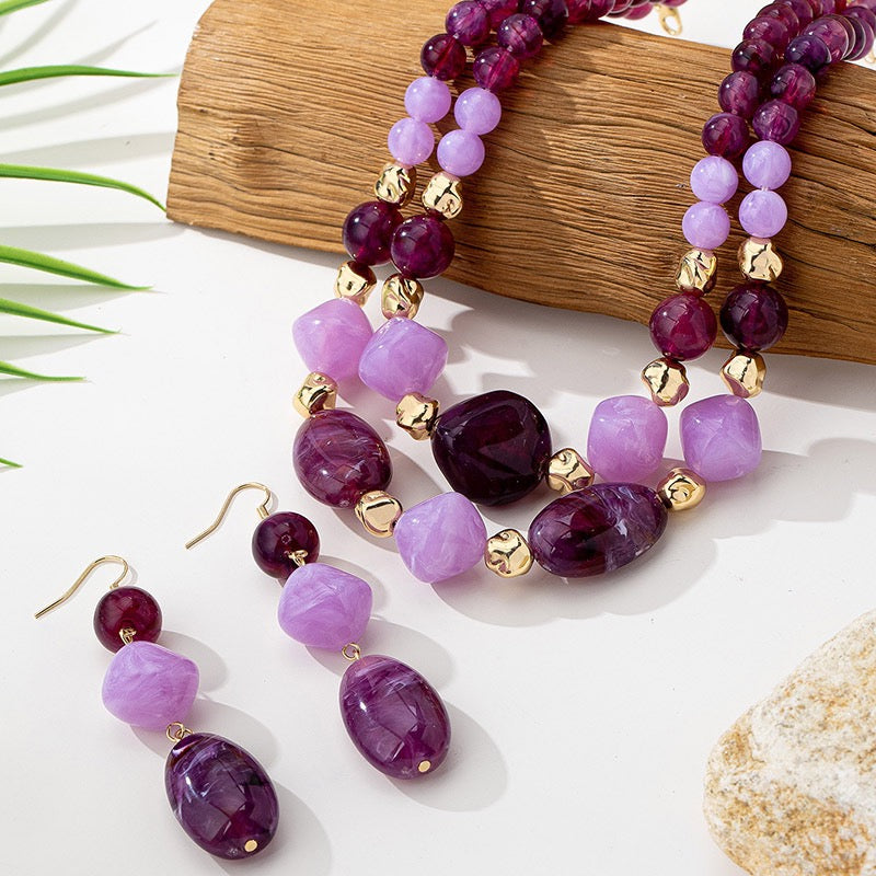 Purple beads necklace Set