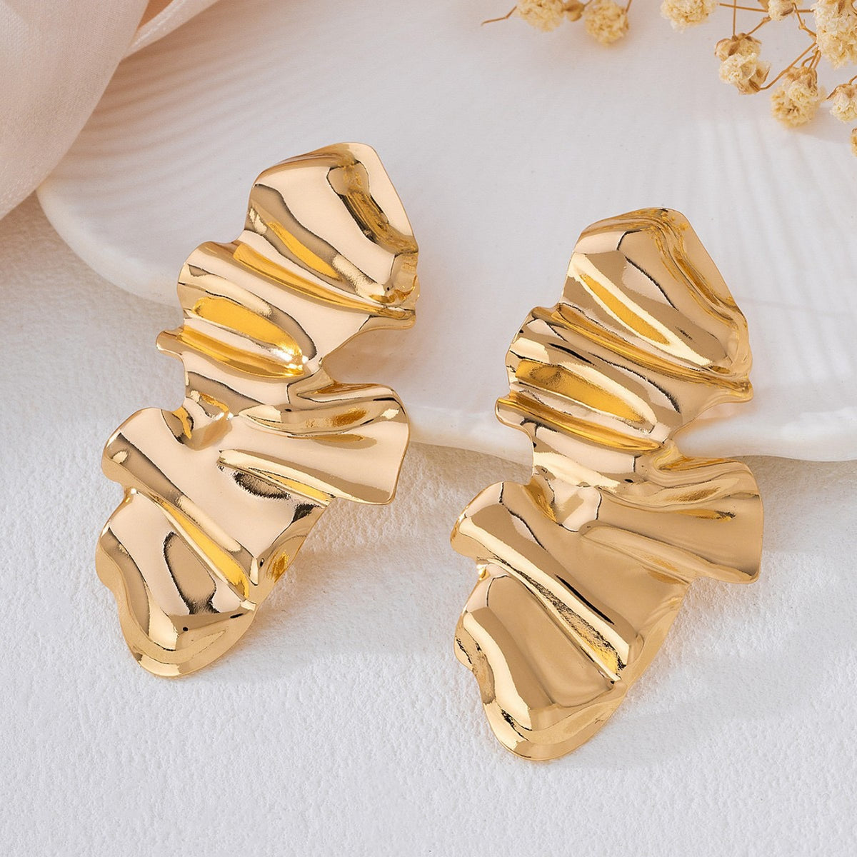 Gold Ruffle Earrings